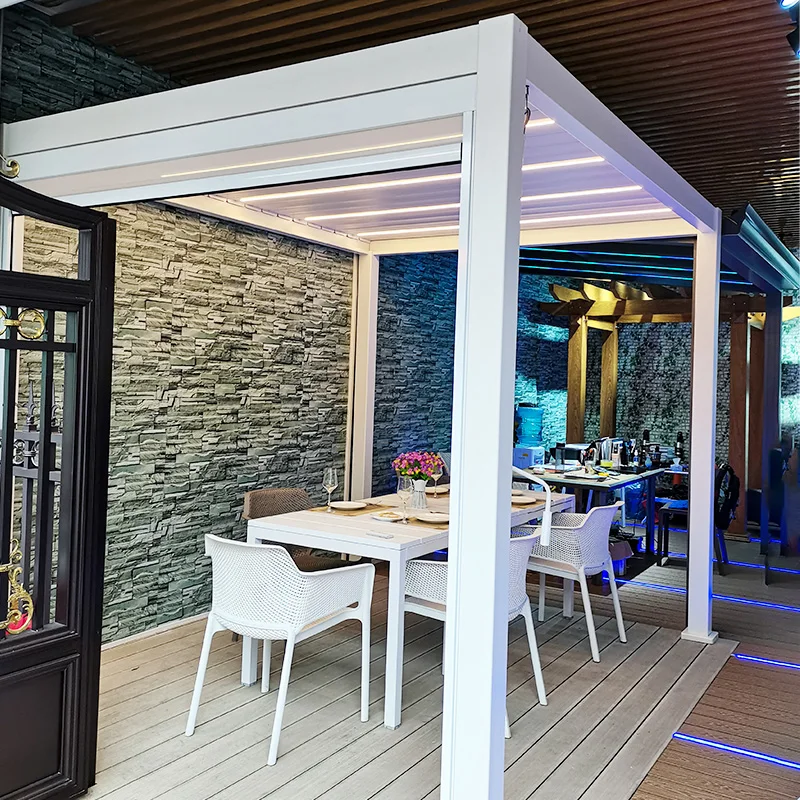 Aluminum Frame Outdoor Patio Roofing Pavilion Wall Mounted  Free Standing Canopy Customized Louvered Pergola 3x4m