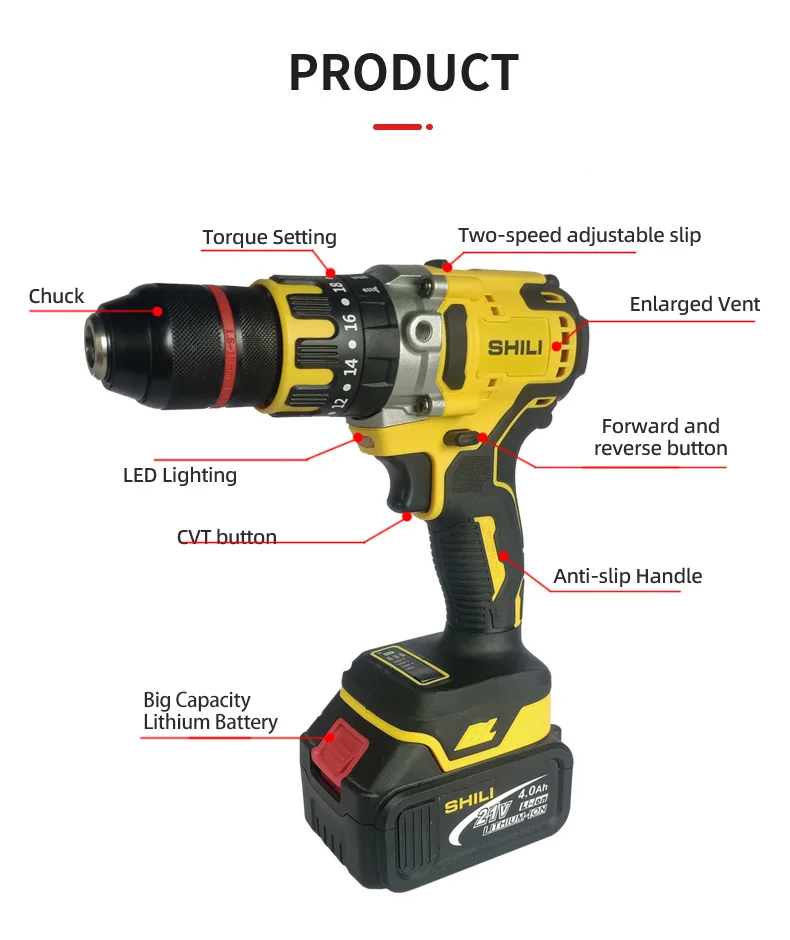 Professional Cordless Drill Set Combo 21v Electric Lithium Drill