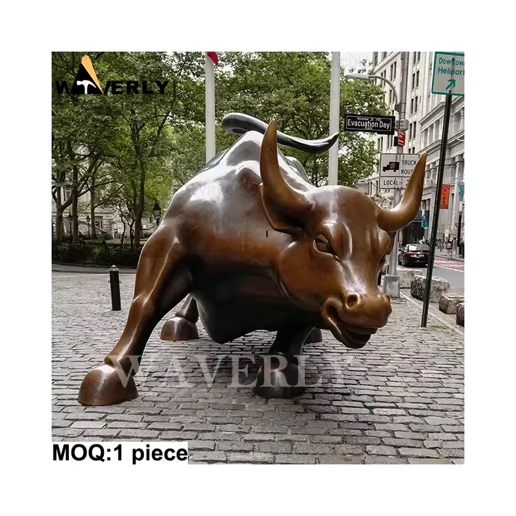 Outdoor Garden Bull Animal Statues Casting Bronze Bull Sculpture Large Bronze Wall Street Bull Statue Bronze Animal