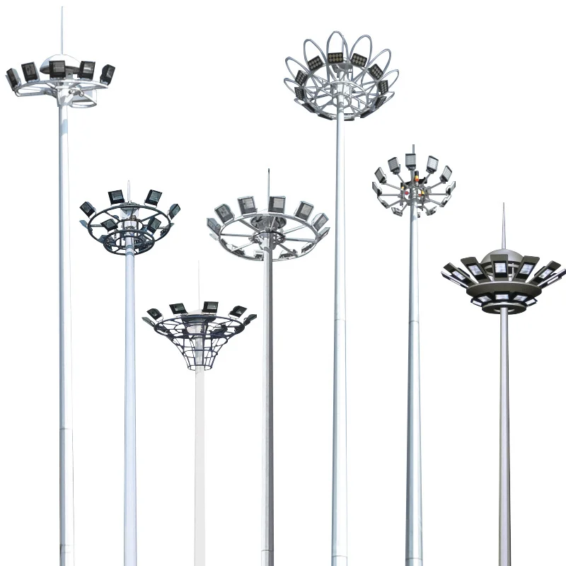 Customized LED High Pole Light Solar Court Light 8m 10m 15m 20m 40m Fixed Lifting high mast light
