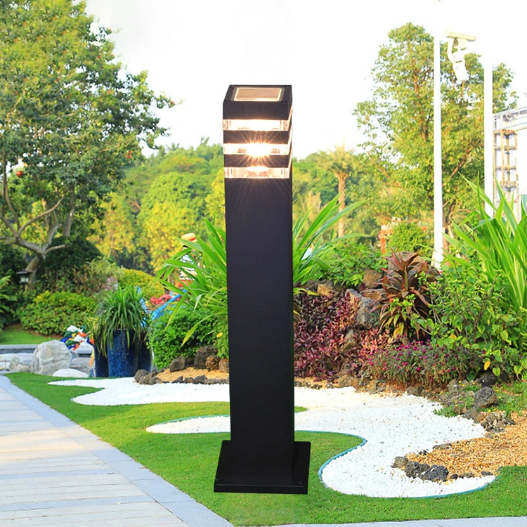 wholesale modern outdoor hotel office waterproof lawn lamp glass aluminum led light lawn led exterior yard garden bollard light