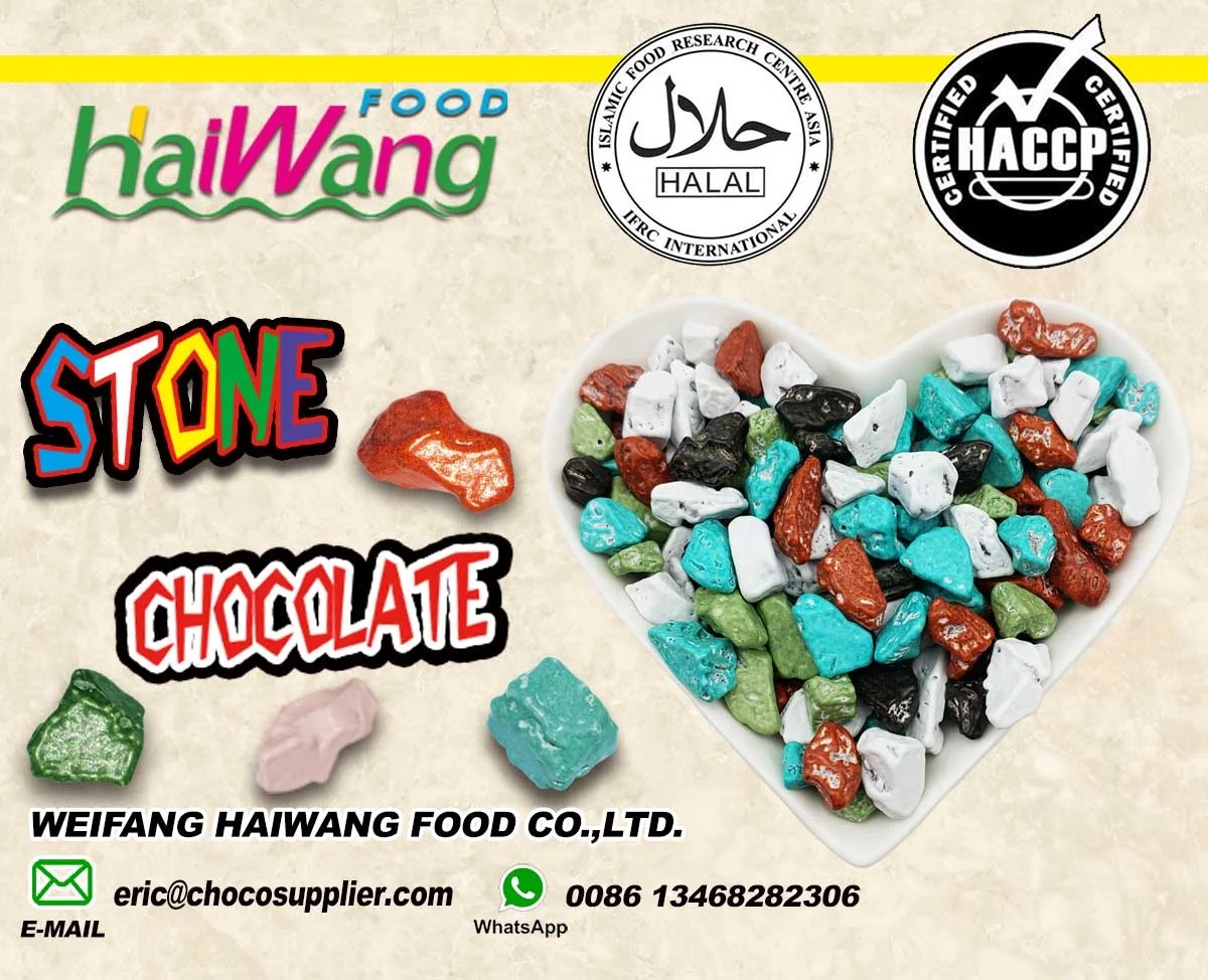 
Halal Chocolate Brands Candies Chocolate rock with multi-colours stone chocolate 