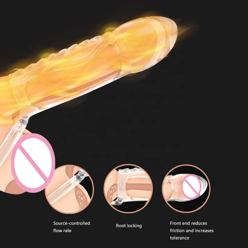 Взрослые мужские удлиненные смелые пенис прозрачные силиконовые Кристальные секс-игрушки Мастурбация Задержка Блокировка эссенция презерватив