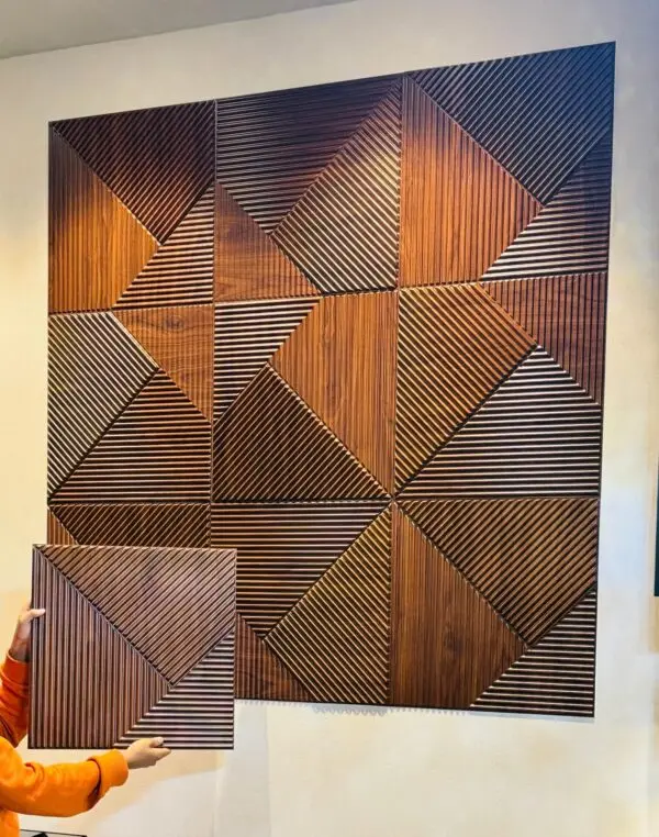 Деревянные альтернативные панели из ПВХ рифленые стеновые декоративные 3d для