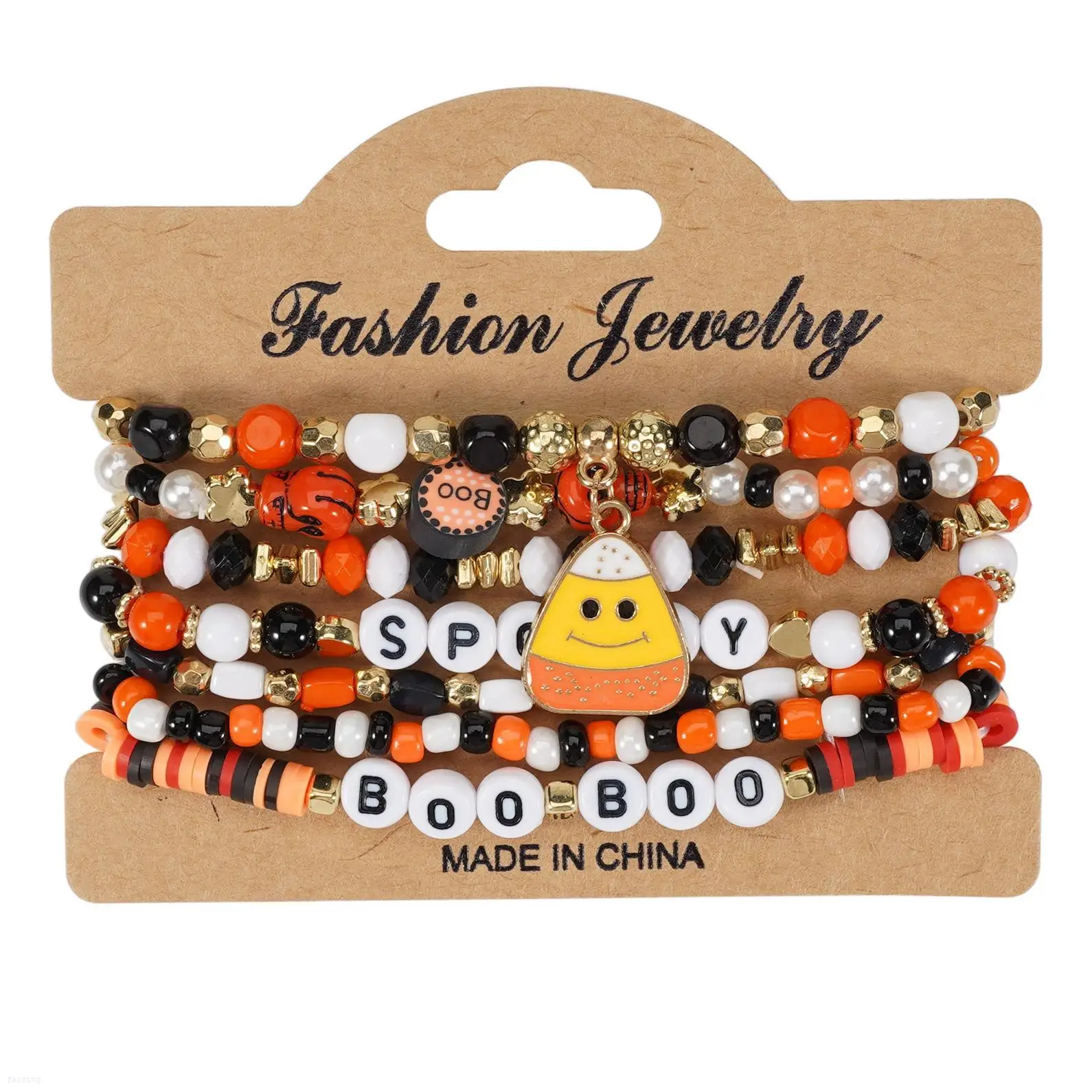 FM Halloween bracelet Corn Kernels Pirate Ghost Pendant Polymer clay beaded party holiday