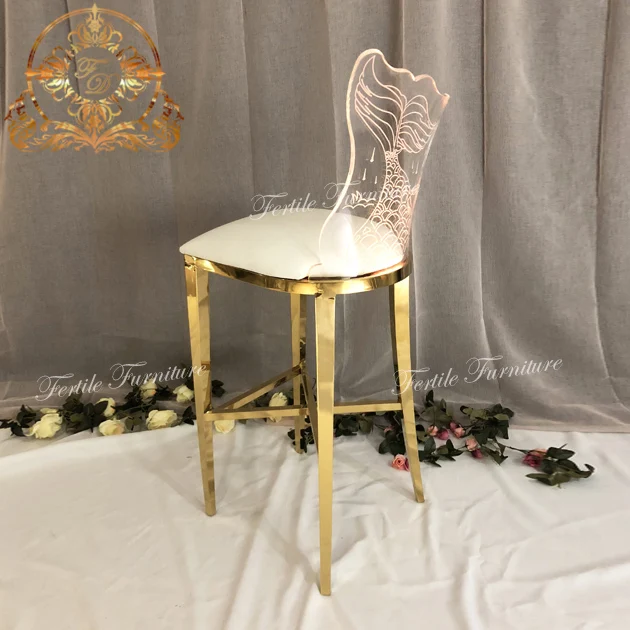 Fish Tail Acrylic Back Pattern Luxury Bar Stool