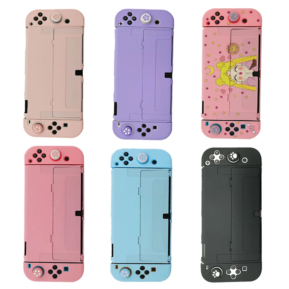 Хит продаж, прозрачный чехол с переключателем OLED, игровые аксессуары NS, ударопрочный разноцветный Чехол-книжка с прозрачным принтом