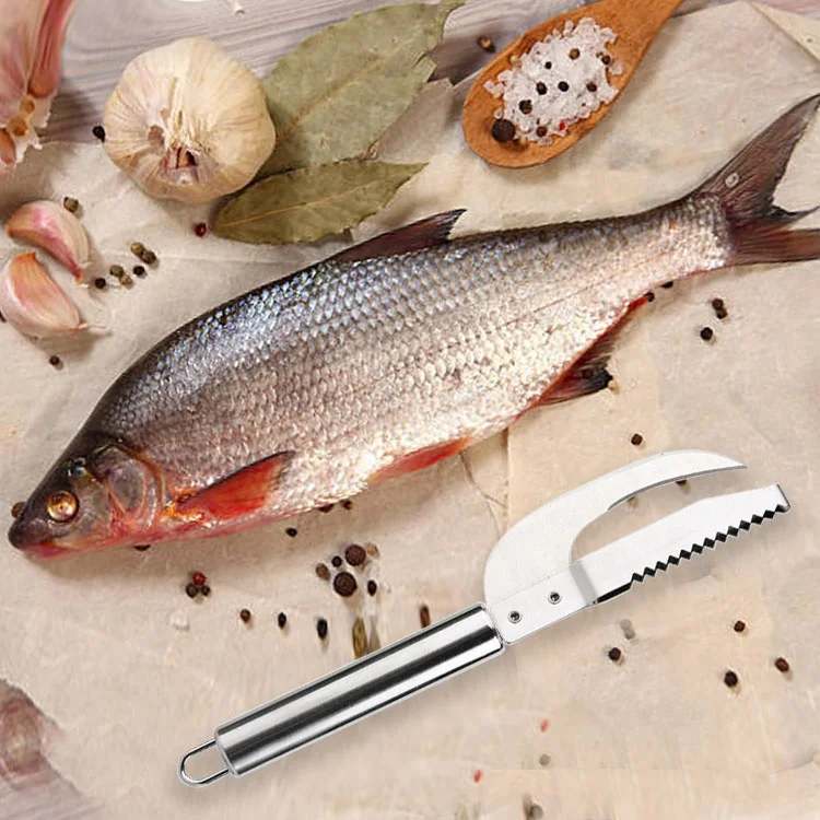 Gloway 3-In-1 Stainless Steel Manual Fish Peeler Scalp Scraper Multifunction Fish Scale Knife For Cut Scrape And Dig