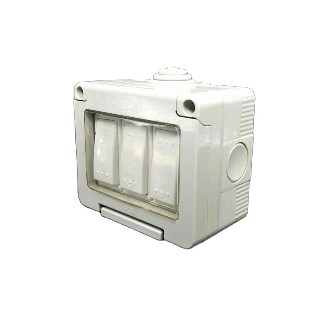 ABS material 3gang 2way 240v low voltage waterproof open door light bell 3 gang switch