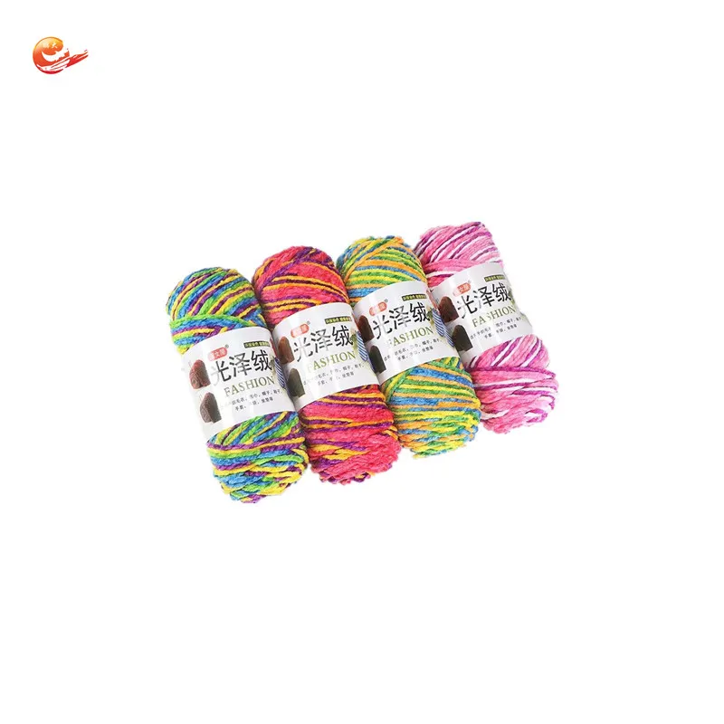 Оптовая продажа ручного вязания пространства на основе красителя пушистый пышные 3-слойные 3ply 100% полиэстер бархат шенильной пряжи синельки