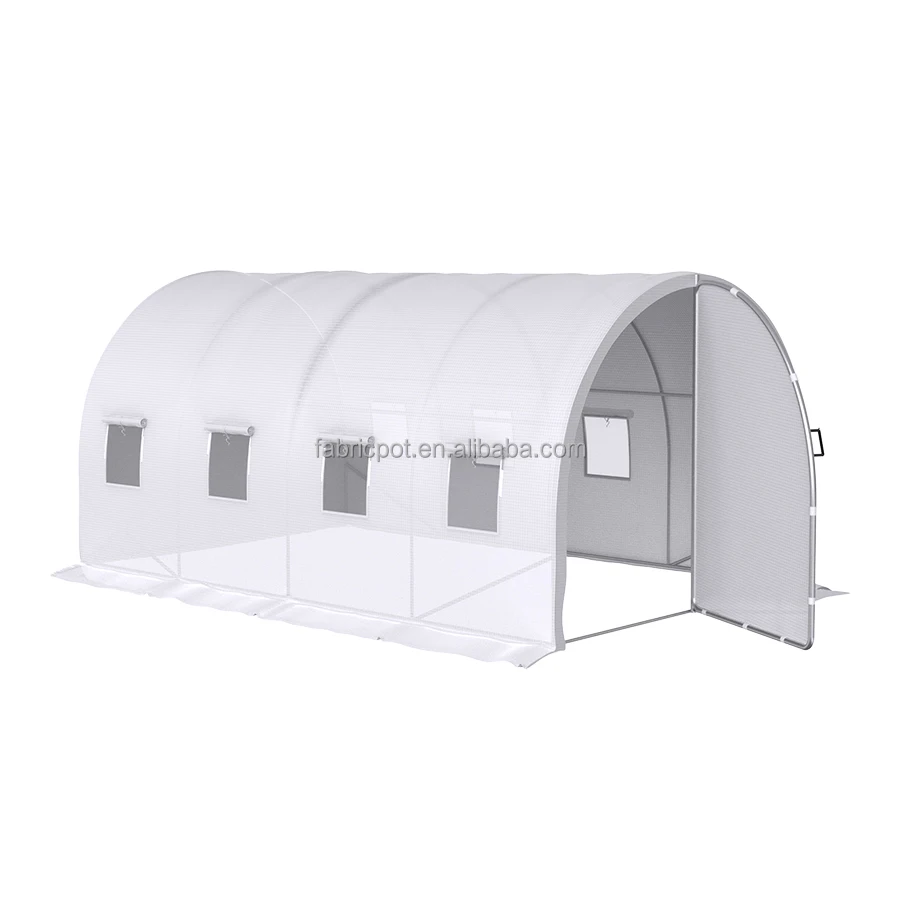 Garden small serre tunnel portable steel plastic film PE grid poly tunnel mesh mini plant portability greenhouse for hot sale
