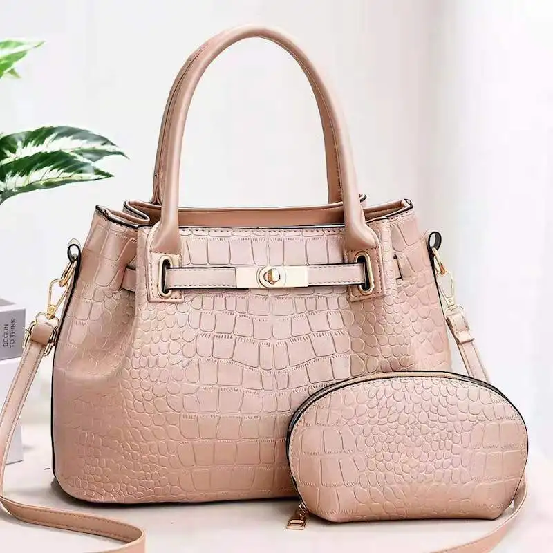 Luxury Bolsos Alligator Pattern Handbag For Ladies Pu Leather Minimalist Wallet Fashion 2Pcs Set Bags For Women