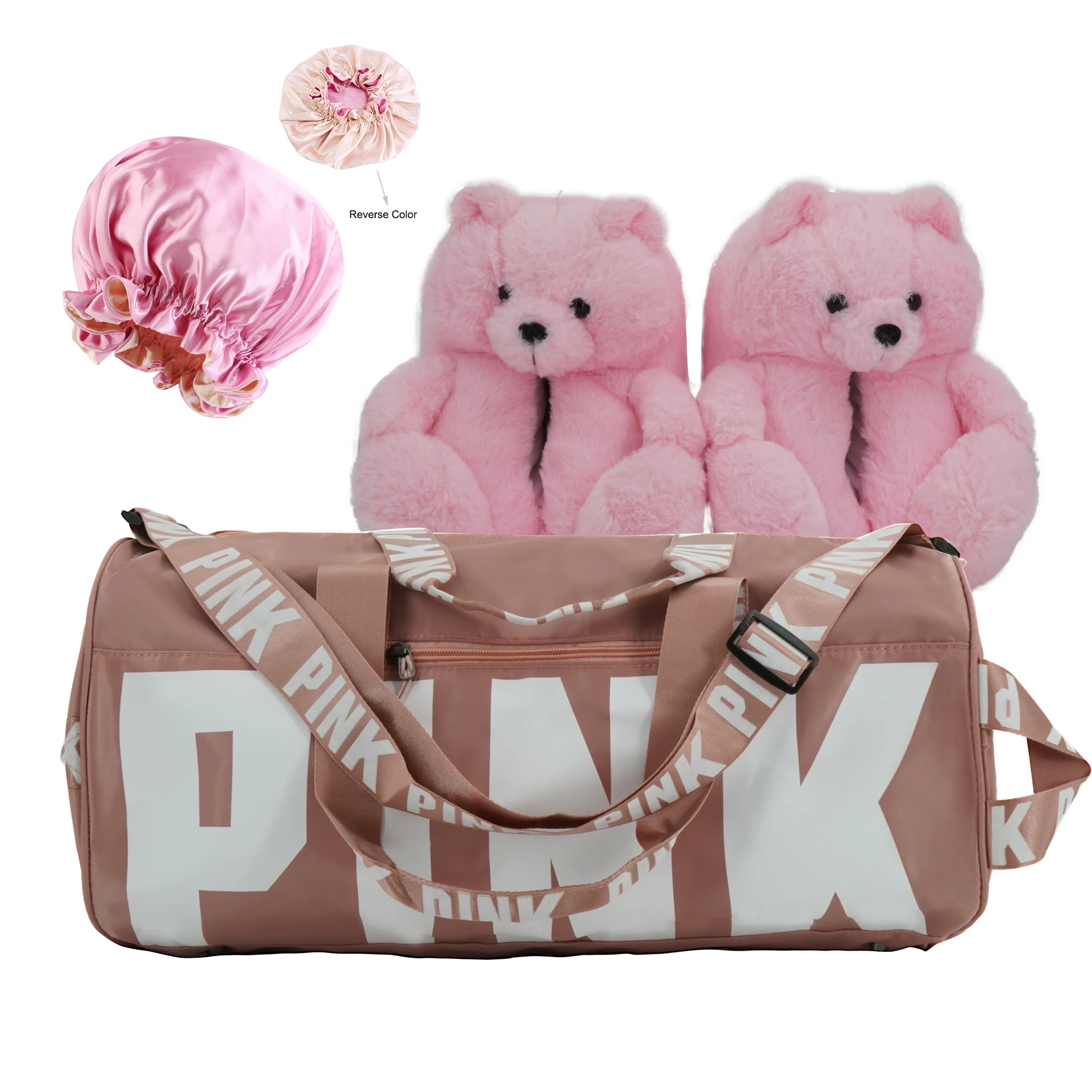 Wholesale Custom Slippers Satin Bonnet Trending Designer Waterproof Portable Polyester Luggage Gym Sport Travel Bag 3pcs Set