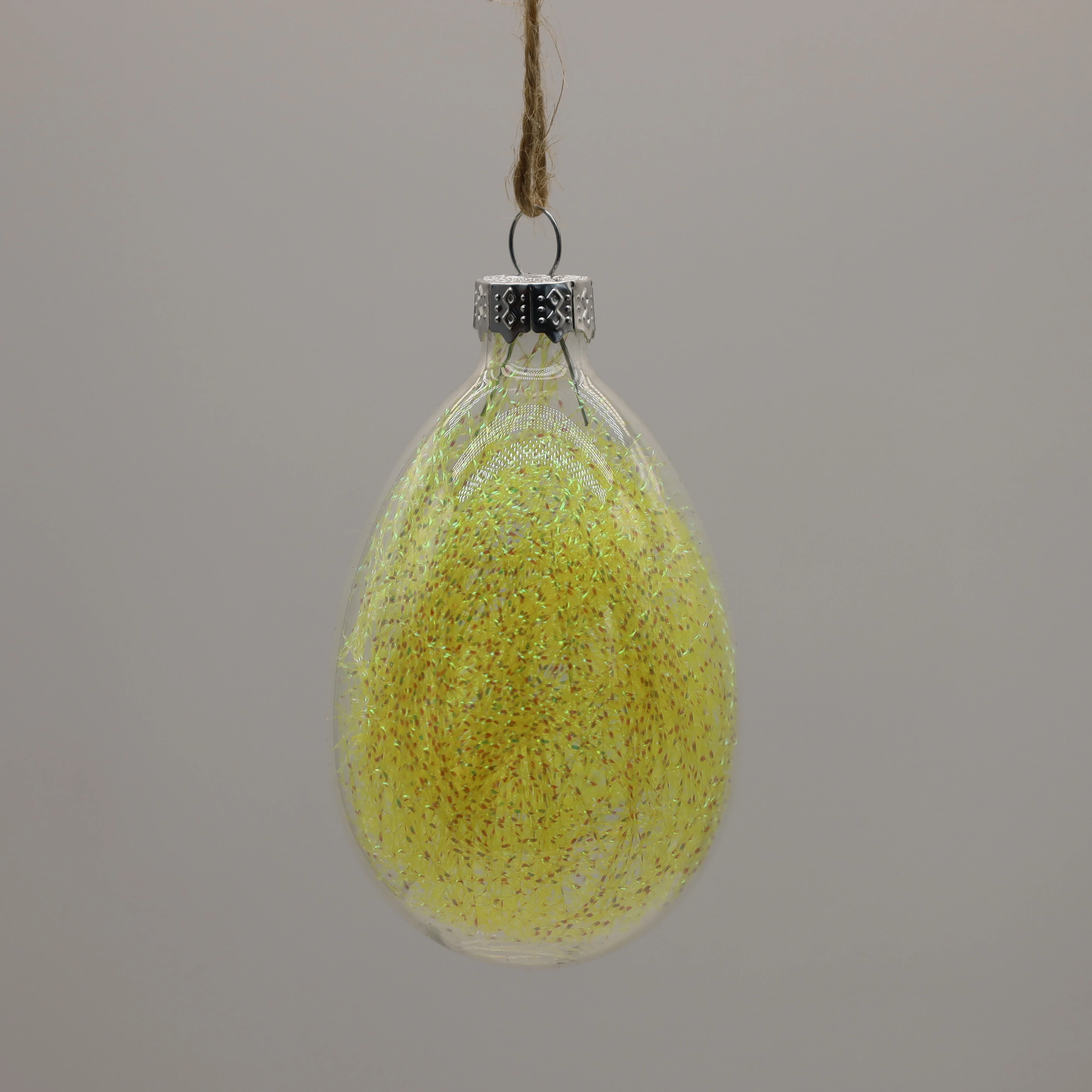 
2018 Easter festival handpainted feather effect LED light up glass egg 