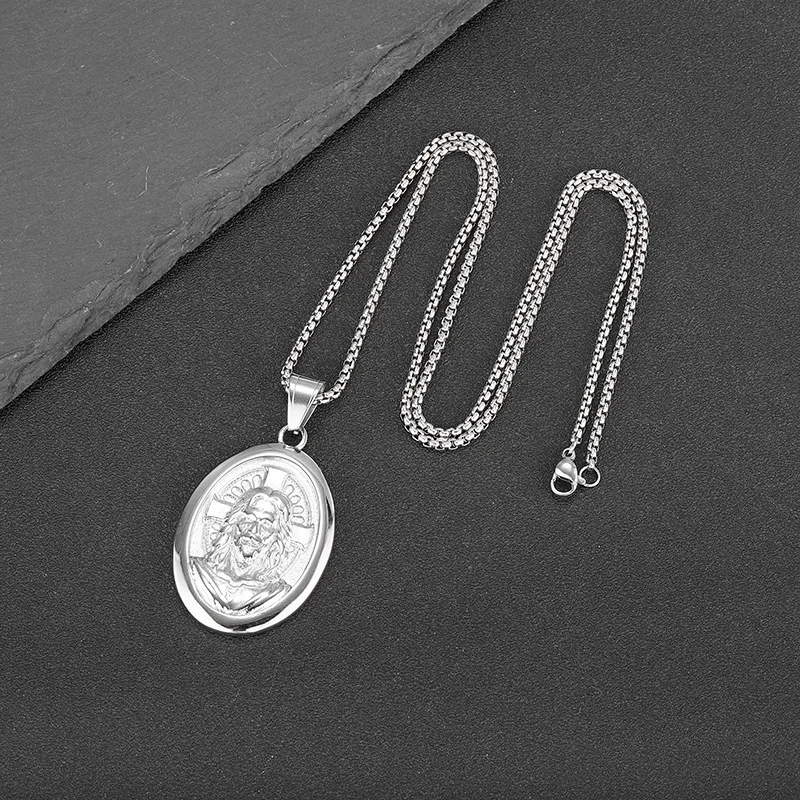 Hip Hop Bar Rap Jesus Religion Waterproof Stainless Steel Fashion Jewelry Pendant Necklaces 18K Gold Plated for Male Man Mens