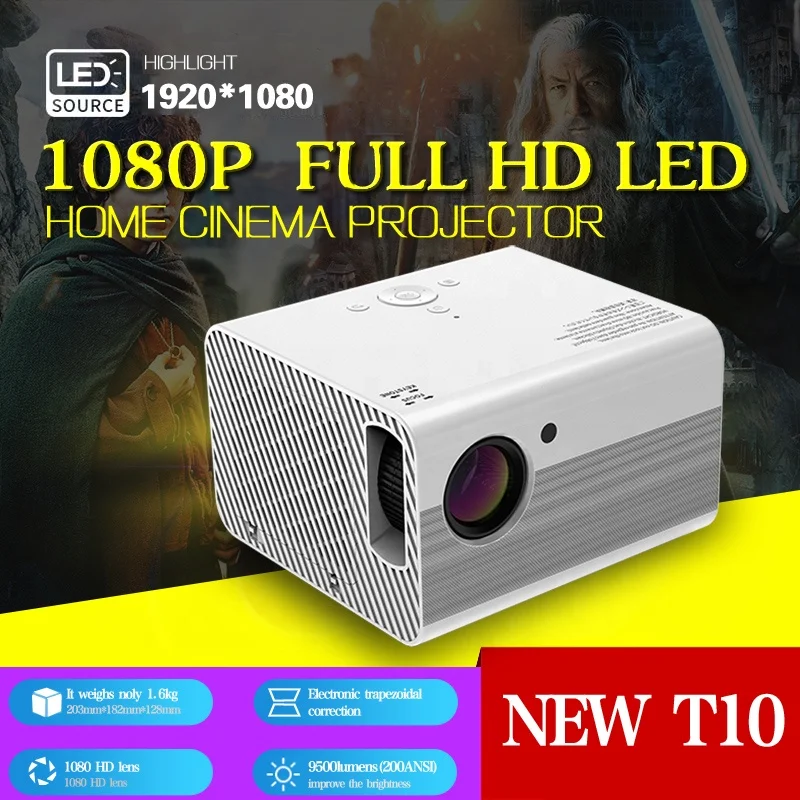 2023 NOSTON Hot Full HD 1080P Smart Android Wifi Proyector Beamer LCD Home Video Football Match Mobile T10 Projector