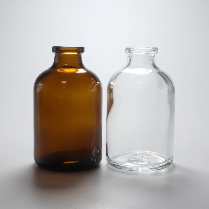 Wholesale 50ml Clear And Amber Moulded Vials With 20mm Neck Cheap Premium Vials Empty Injection Bottle Medication Vial