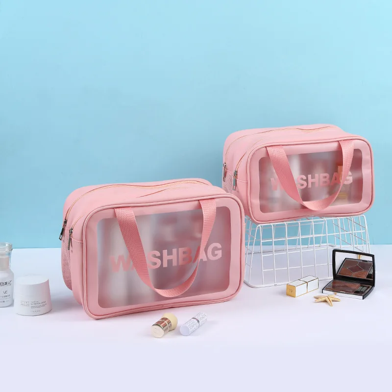 Manufacturer wholesale customized PVC cosmetic bag transparent large capacity portable travel storage bag in stock