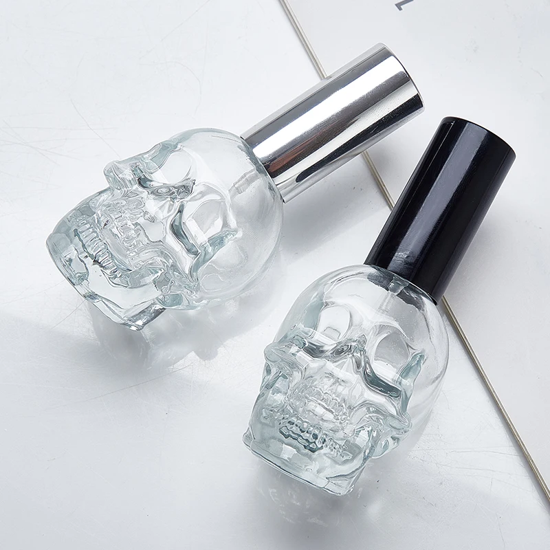Unique Design 50ml 2oz Empty Clear Glass Perfume Bottle Skull Shape Refillable Cosmetic Perfume Fine Mist Spray Glass Bottles