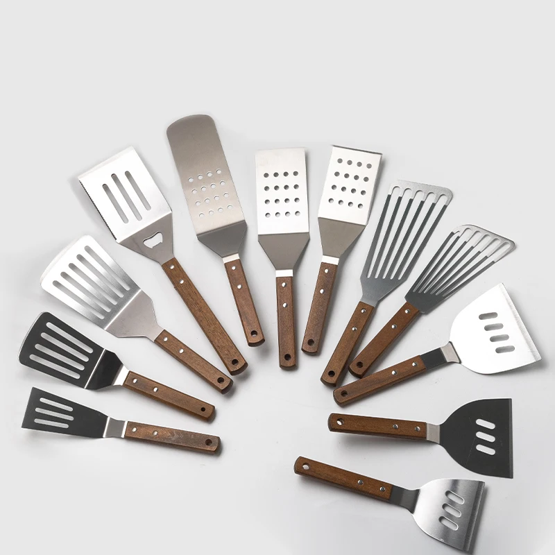 Набор шпателей из нержавеющей стали с деревянной ручкой