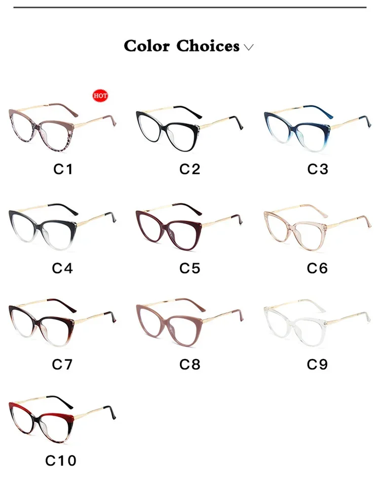 New Year Resin Lens TR90 Frame Glasses Cat Eye Optical Frame Flat Glasses Anti-blue Light
