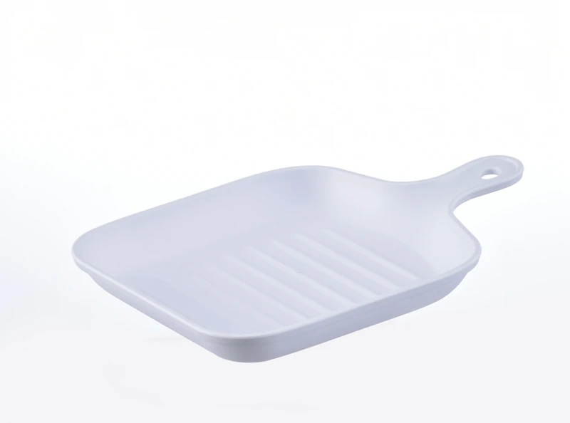 Custom Private Label Square Gold Edge Plastic Plates Home Kitchen Reusable Food Plates with Handle