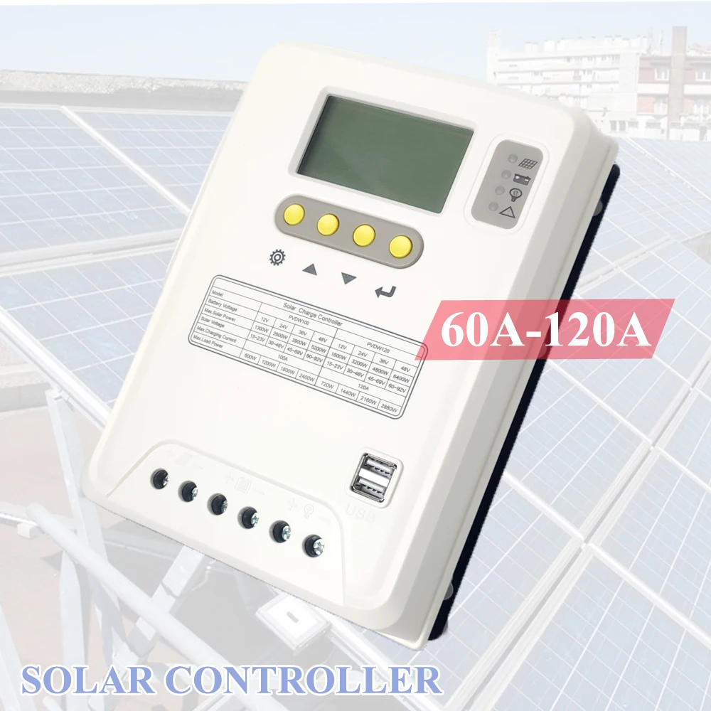 Высокое качество 120A 60A 80A 100A 12V 24V 36V 48VDC PWM солнечные PV-регуляторы для использования в солнечной домашней