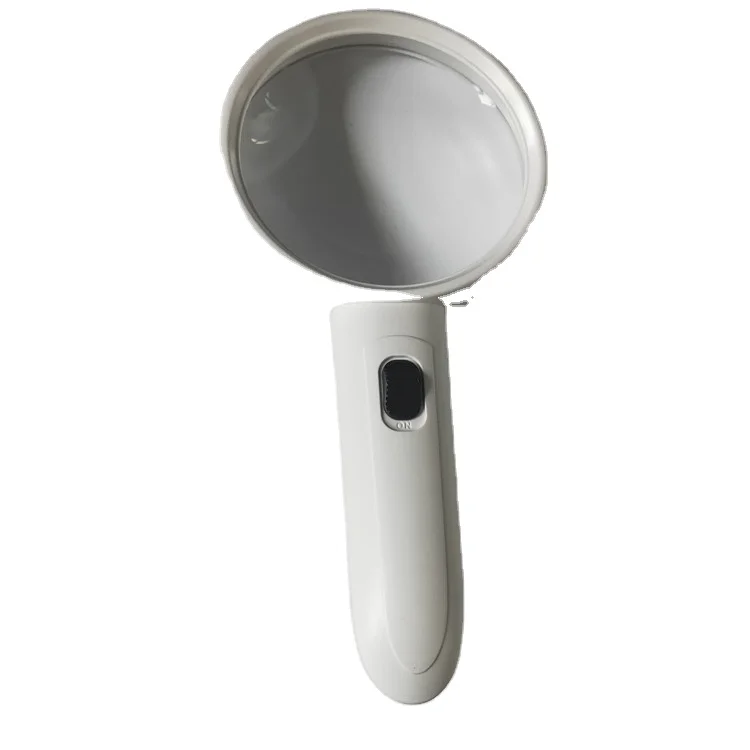 MG6B-7B Large mirror 3 LED white plastic handle jewelry magnifying glass loupe