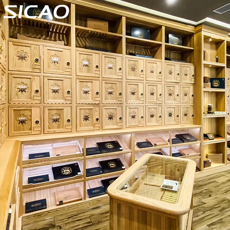 SICAO Custom luxurious Import Cedar wooden Cigar Room Humidifier Refrigerated Fridge Humidor Showcase Abinet