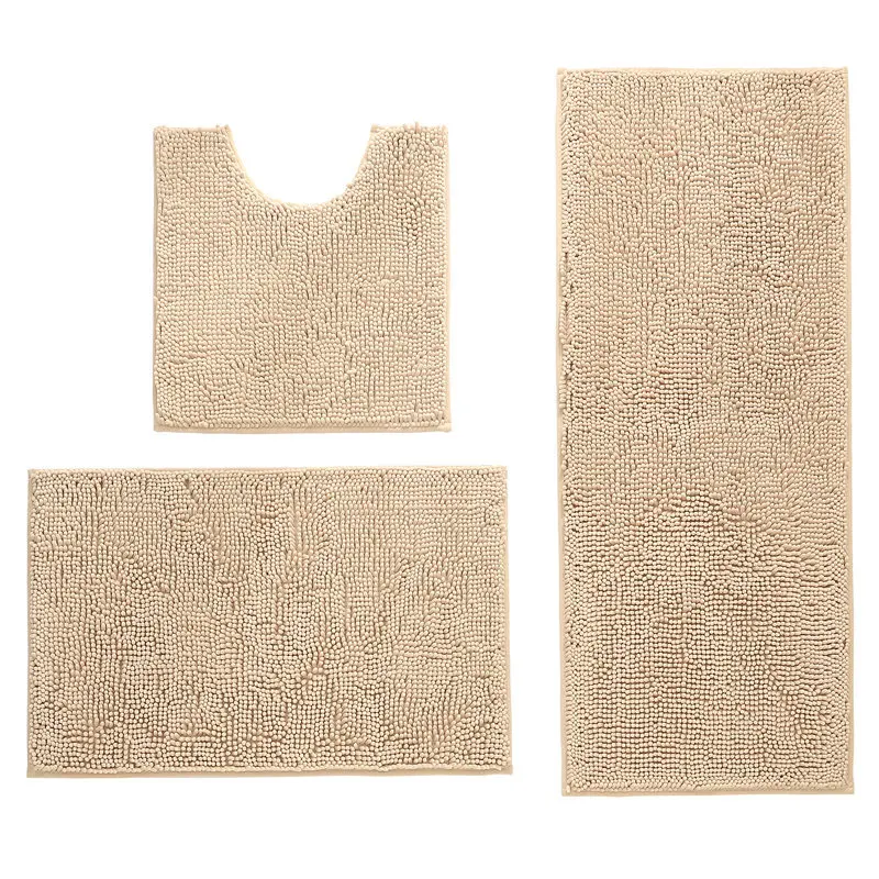 Chenille Floor Mat Bathroom Three-piece Set Absorbent Shag Carpet Bathroom Bathroom Floor Mat