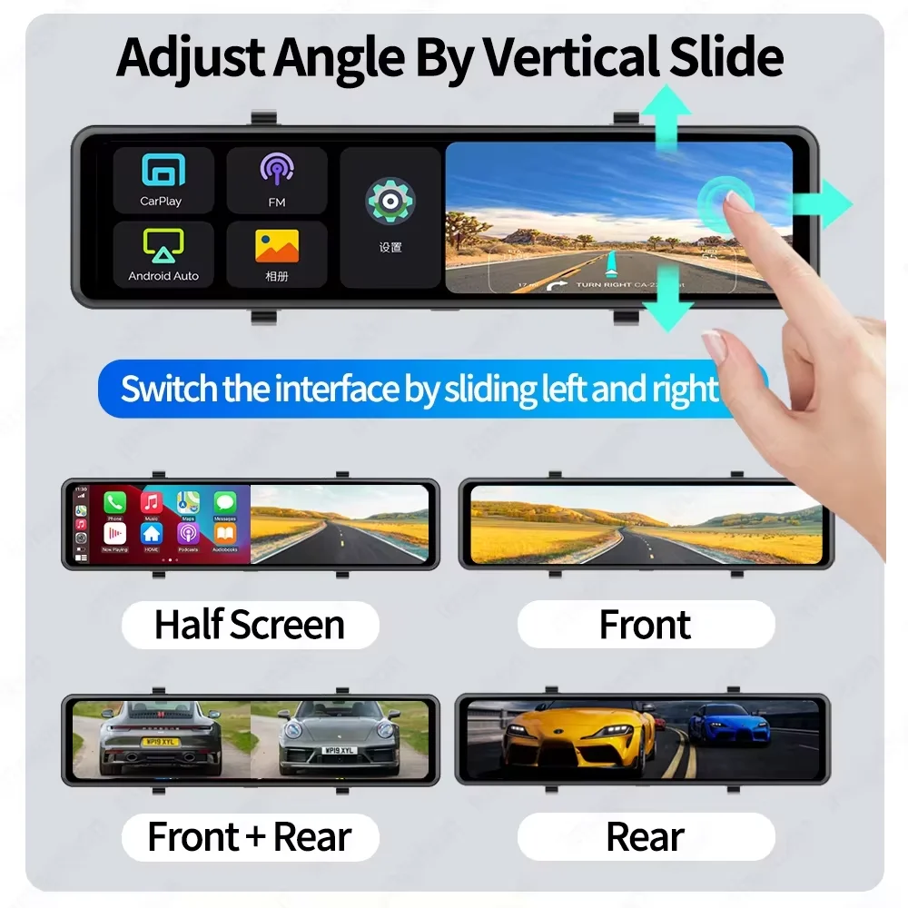 Low Price Hot Sale 12 Inch Dash Camera Wireless Carplay Android Auto 4K Car DVR ADAS GPS Navigation Car Black Box