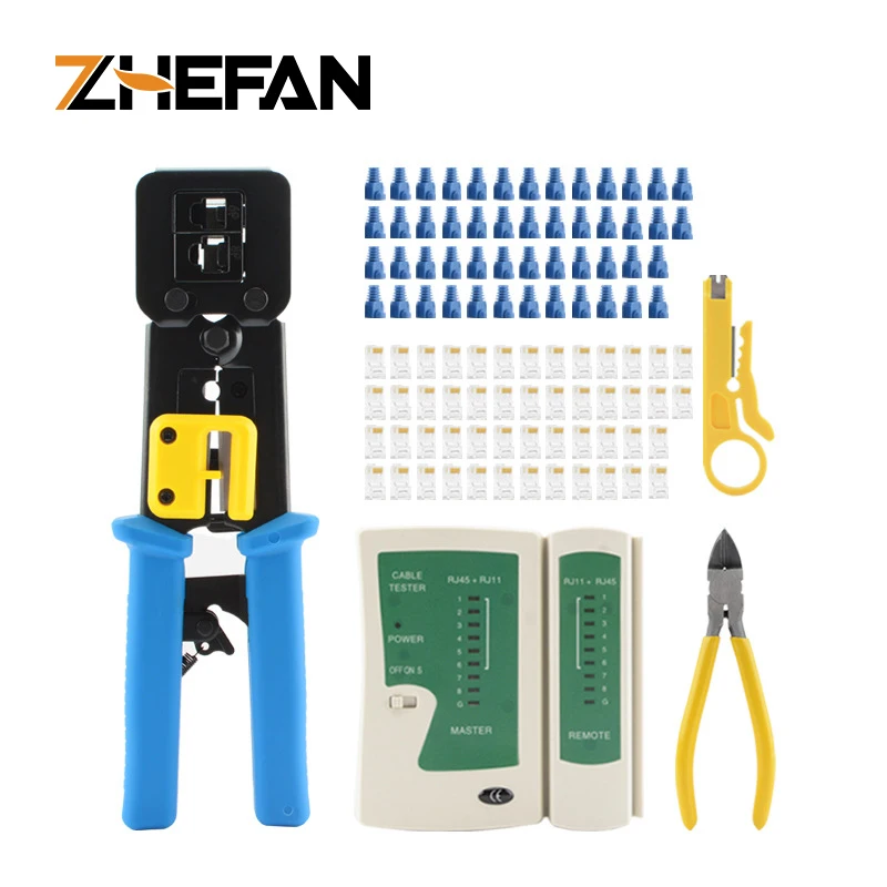 ZHEFAN инструмент для обжима сетевого кабеля RJ45 & RJ11 RJ12 многоразовые плоскогубцы набор инструментов