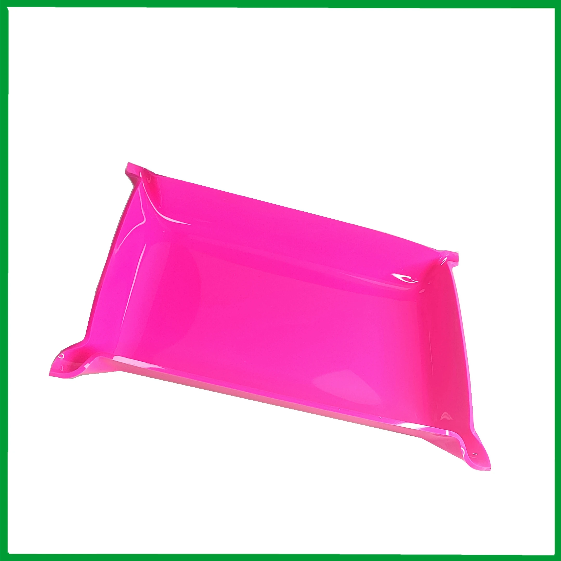 OEM/ODM Pink Acrylic Tray Holder with Pinched Corners