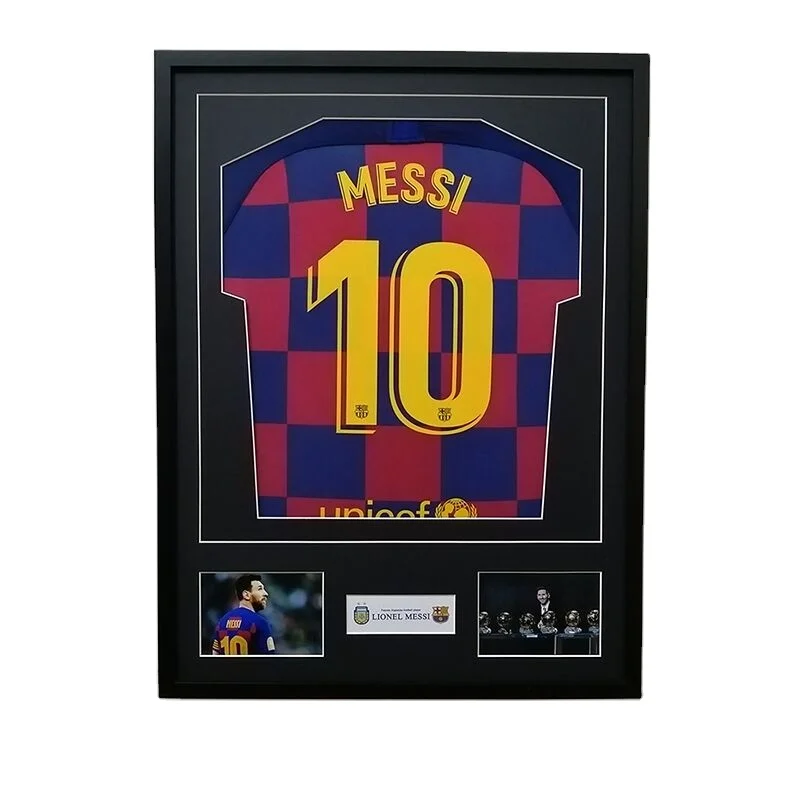 Customized Football Basketball Clothes Collection Wall-Mounted Solid Wood High-End Jersey Display Photo Frame shadow box frame