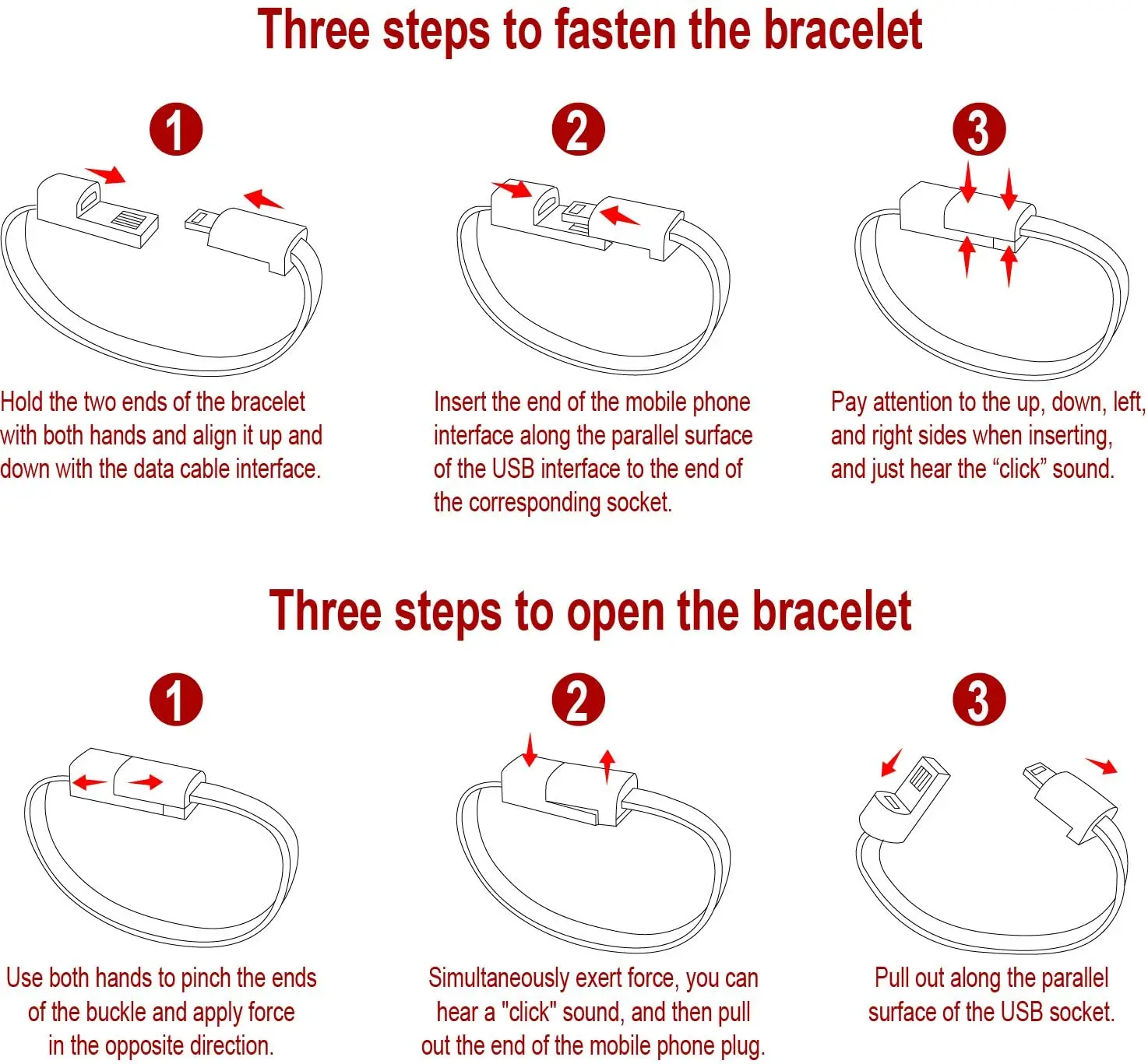 EONLINE Outdoor Portable Leather Mini Micro USB Bracelet Charger Data Charging Cable Sync Cord For Android Type-C Phone Cable