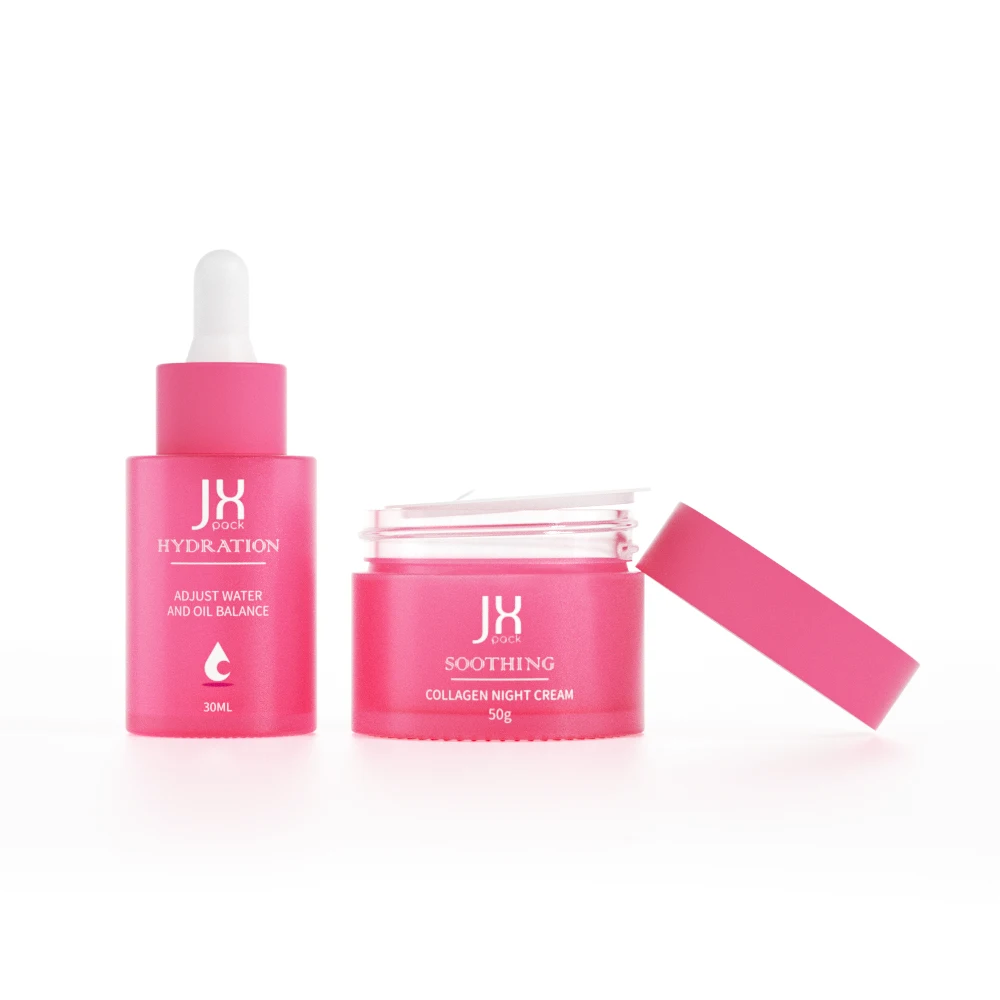 Luxury cosmetic skincare packaging set 20ml 30ml 50ml 60ml essential oil glass serum dropper bottle 20g 30g 50g cream jar