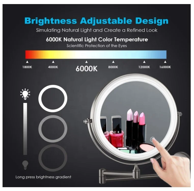 Jerdon Style Bathroom Accessories 10X Magnifying Mirror