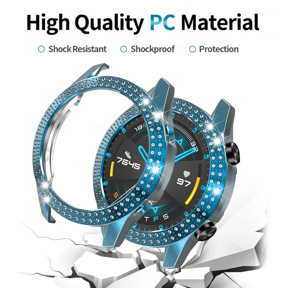 Роскошный двухрядный Алмазный чехол для Huawei Watch GT 2 46 мм пластиковый жесткий бампер GT1 аксессуары часов