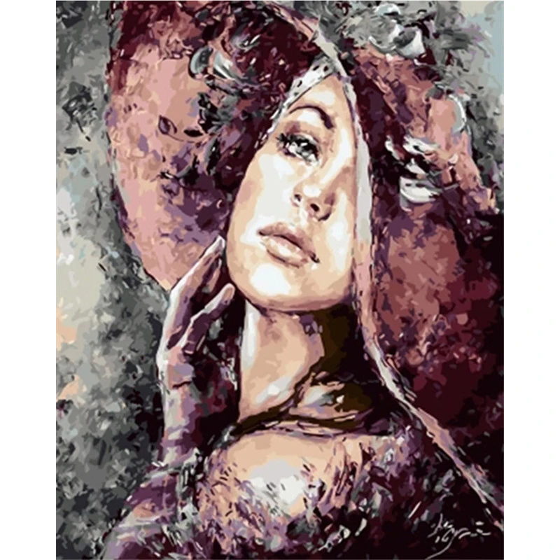 Acrylic Painting By Numbers Woman Canvas Drawing Portrait Ready Frame Factory Handmade Picture Figure Wholesale 40*50cm Kits