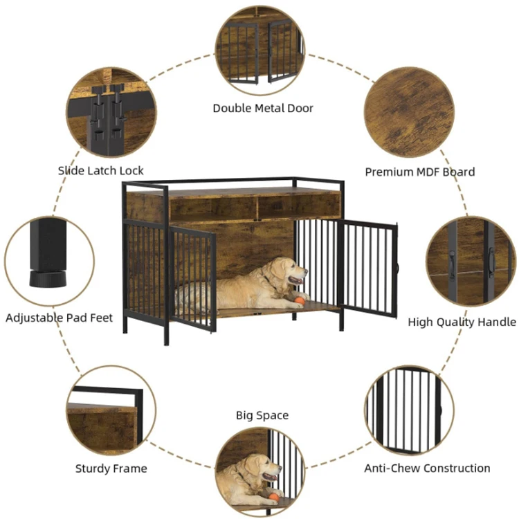 Wholesale Dog Kennel Crates Cage Table Indoor Large Dog Crate Furniture With Storage