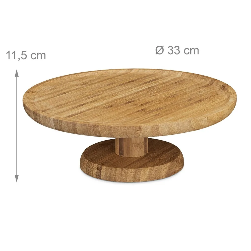 Custom Bamboo Cake Stand Round Pie Plate Food Serving Tray Fruit Platter Dish Cupcake Holder For Wholesale