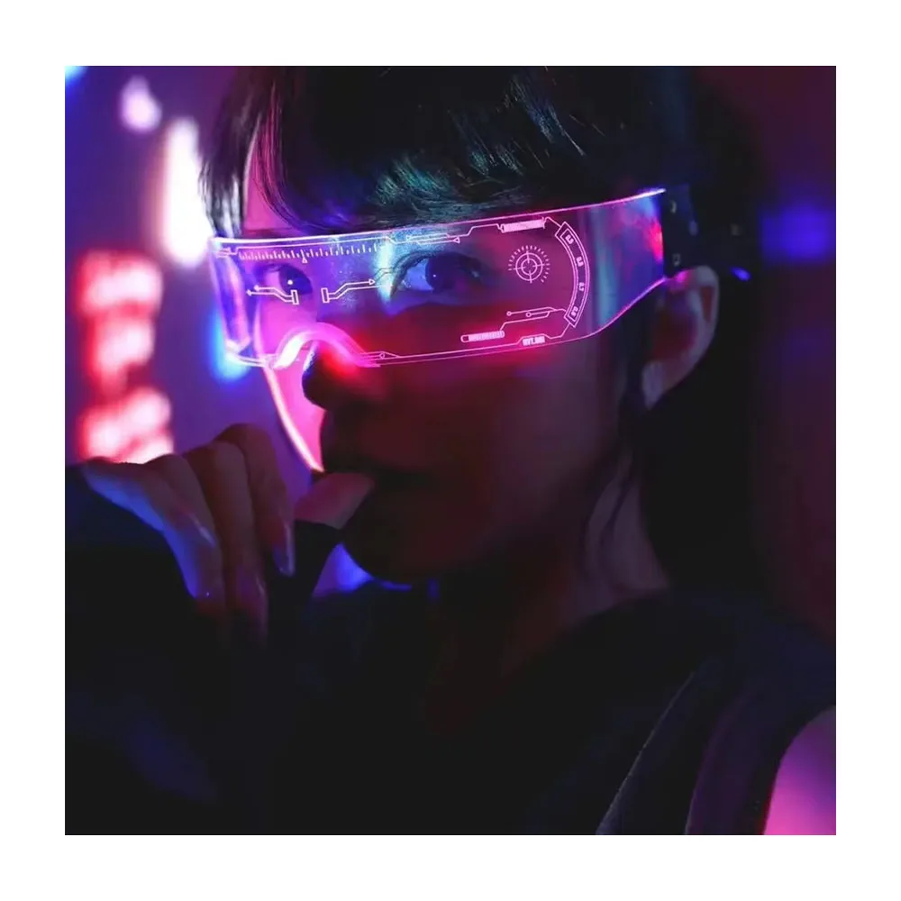 GL Hot Sale Futuristic Glasses Toy LED Glasses Punk Style Light Up Glasses With Fantasy 7 Colors Party Favor Supplies