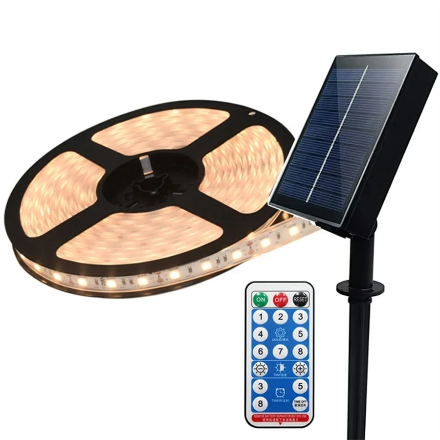 Solar LED Strip Lights Outdoor 10M 240LED Strip Waterproof Flexible Rope Lights with Remote 8 Modes Decoration String Light