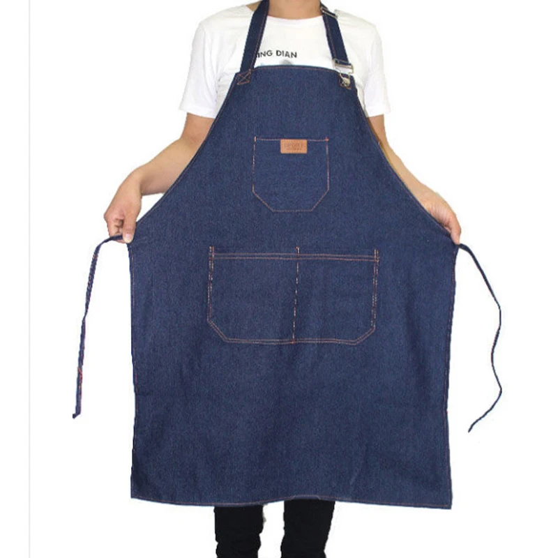 Wholesale Adjustable Custom Cooking Hairdresser Waiter Restaurant Coffee Bartender Styling Canvas Jeans Denim Aprons