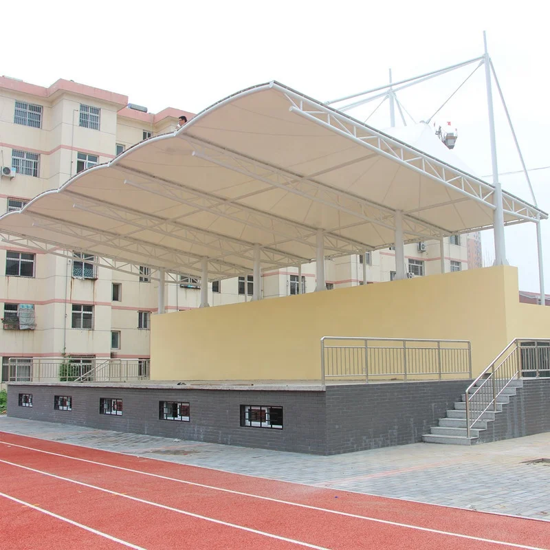 Customized PVDF fabric tensile shade membrane structure for outside sunshade and rainshade