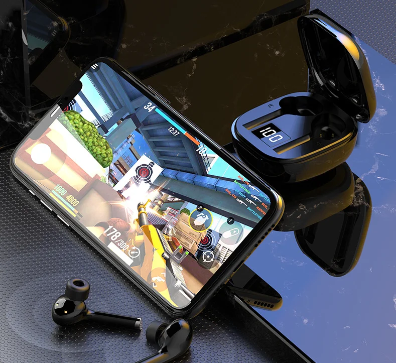 
Factory price earphone headphones TWS earbuds wireless earphones with LED OEM earphone 