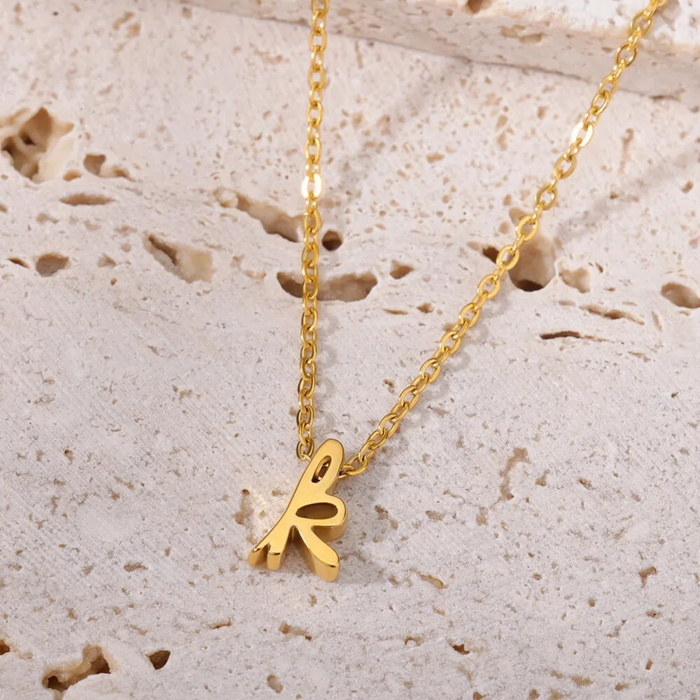Minimalist Style New Perforated Lowercase Letter Collarbone Necklace Compact Stainless Steel Letter Necklace