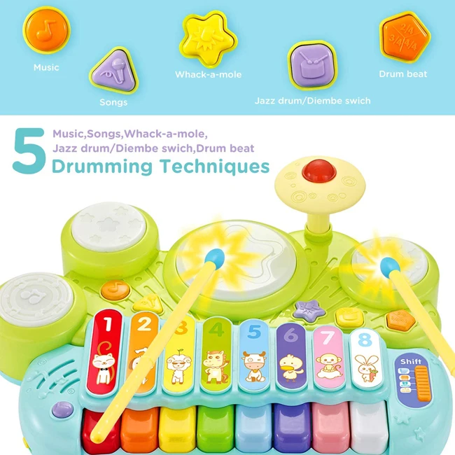 Battery operated xylophone table musical toys kids play piano keyboard multi function baby drum toy for boys and