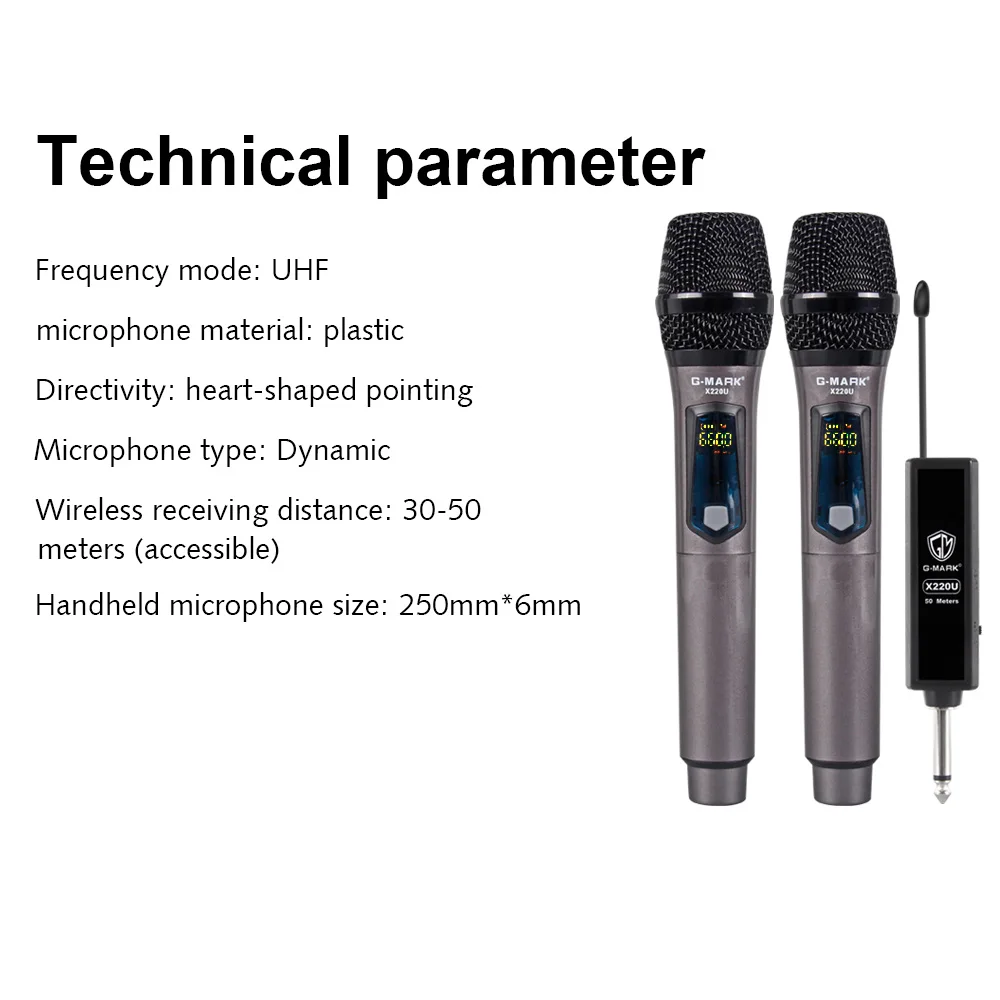 G-MARK X220U UHF Запись микрофон для караоке беспроводной с перезаряжаемой литиевой батареей приемник работы 5 часов