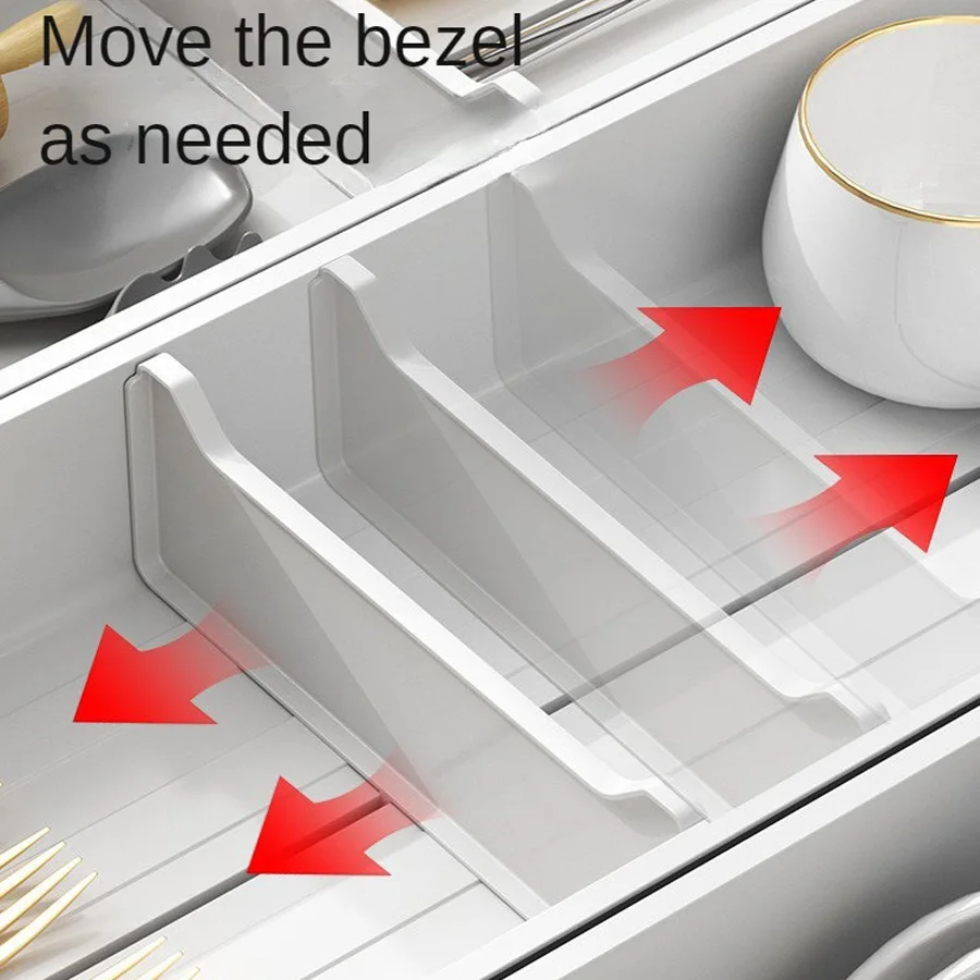Kitchen cabinet aluminum alloy adjustable length tableware storage box Bowl and chopstick compartment storage box